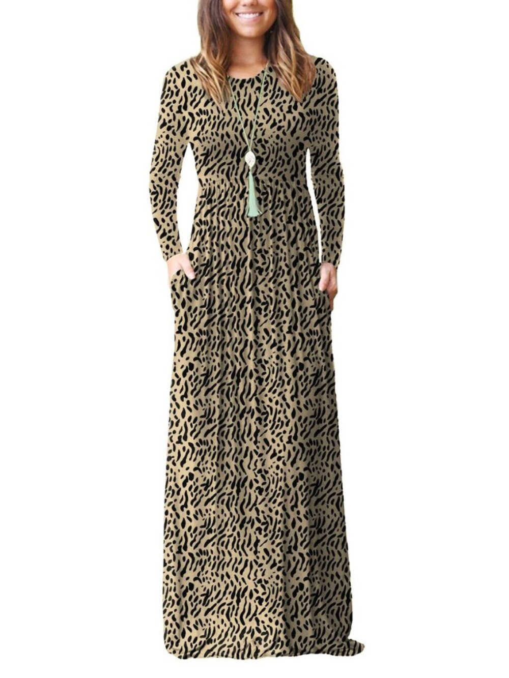 Women's Long Sleeve Loose Maxi Dresses Casual Long Dresses with Pockets